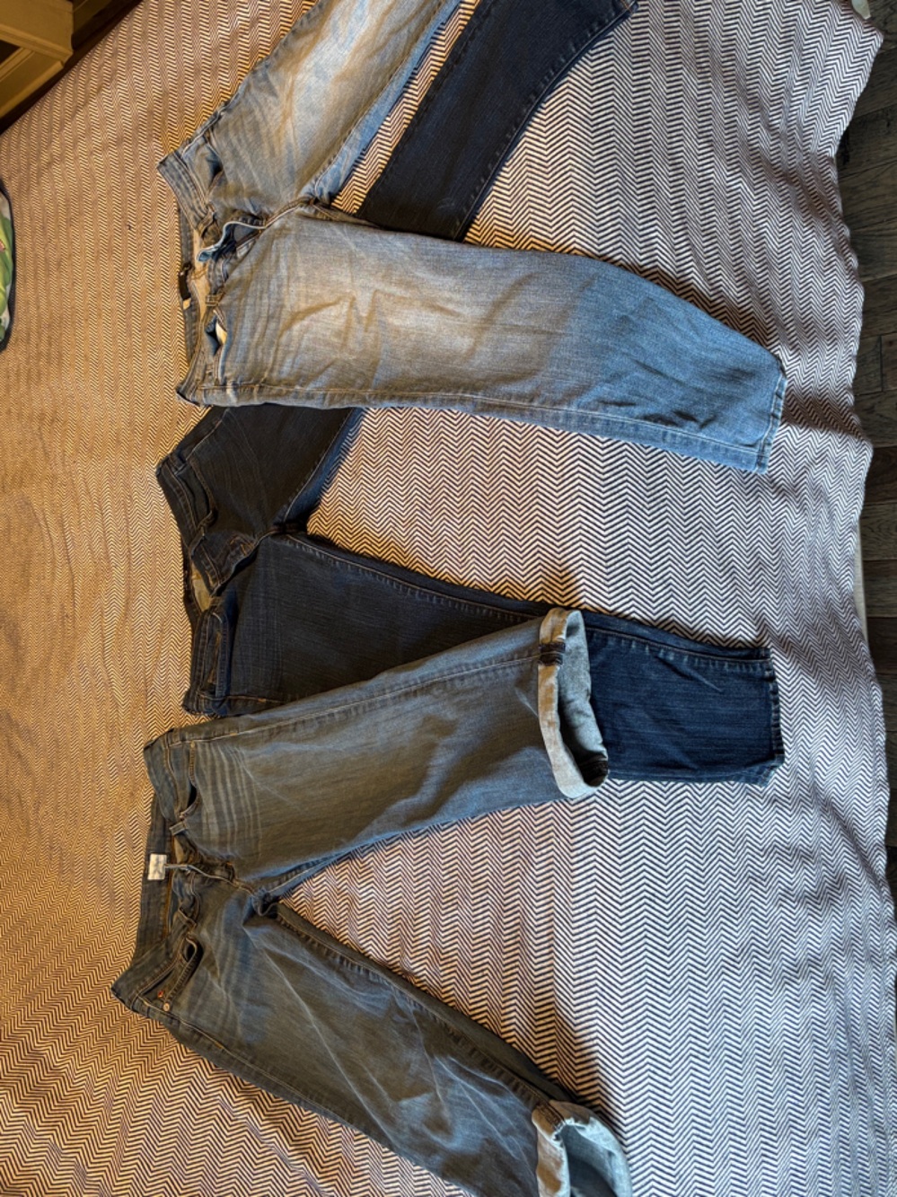 Three Pairs of Blue Denim Jeans - Mixed Washes